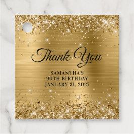 Glittery Gold Monogram 90th Birthday Hartelijk dan Bedankjes Labels