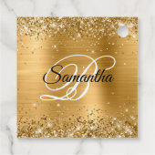 Glittery Gold Monogram Sweet Sixteen Hartelijk dan Bedankjes Labels (Achterkant)