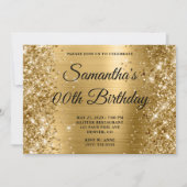 Glittery Gold Monogram Verjaardag Kaart (Voorkant)