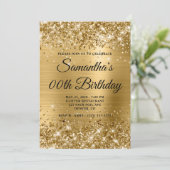 Glittery Gold Monogram Verjaardag Kaart (Staand voorkant)