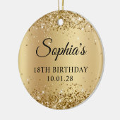 Glittery Gold Ombre 18e Verjaardag Foto Keramisch Ornament (Links)