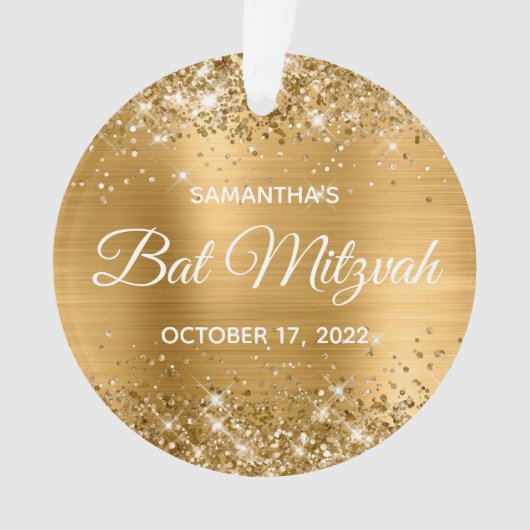 Glittery Gold Ombre Folie Bat Mitzvah Ornament (voorkant)