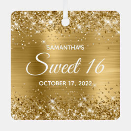 Glittery Gold Ombre Folie Sweet 16 Metalen Ornament