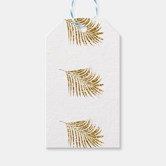 Glittery Gold Palms Tropical Weddings Celebrings Cadeaulabel (Voorkant)