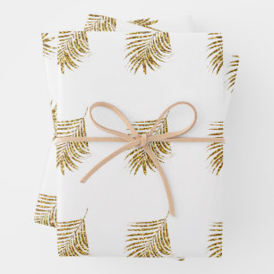 Glittery Gold Palms Tropical Weddings Celebrings Inpakpapier Vel