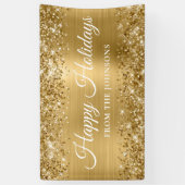 Glittery Gold Prettige feestdagen op maat Spandoek (Verticaal)
