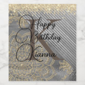 Glittery Gold Silver Mandala Gepersonaliseerde ver Wijn Etiket (Enkel label)