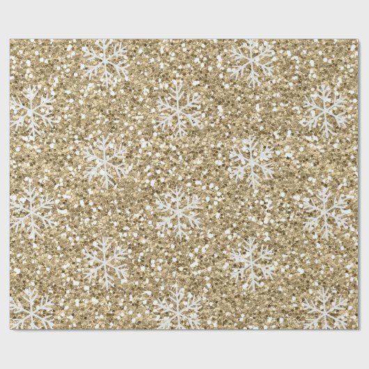Glittery Gold Snowflake Cadeaupapier (Vlak)