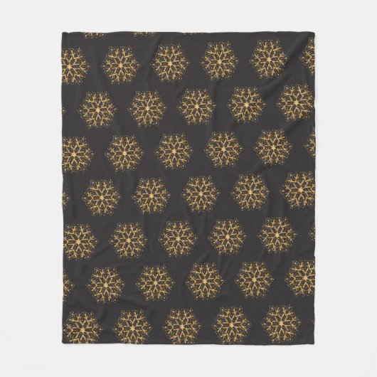 Glittery Gold Snowflakes Fleece Deken (Voorkant)