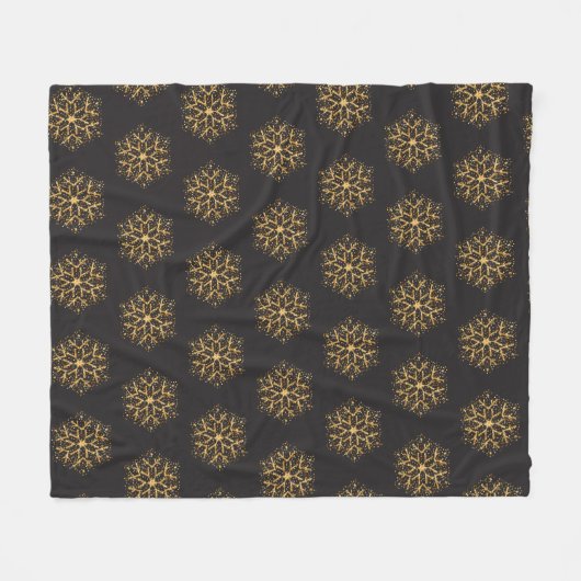 Glittery Gold Snowflakes Fleece Deken (Voorkant (Horizontaal))