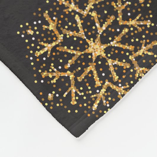 Glittery Gold Snowflakes Fleece Deken (Hoek)