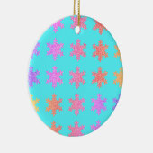 Glittery Gold Snowflakes Patronen Turquoise Blue Keramisch Ornament (Rechts)