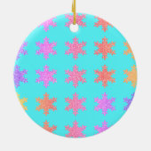 Glittery Gold Snowflakes Patronen Turquoise Blue Keramisch Ornament (Achterkant)
