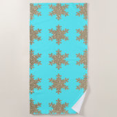 Glittery Gold Snowflakes Patronen Turquoise Cute Strandlaken (Voorkant)