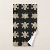 Glittery Gold Snowflakes Pattern Black Cute 2023 Bad Handdoek (Handdoek)