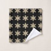 Glittery Gold Snowflakes Pattern Black Cute 2023 Bad Handdoek (Wasdoekje)