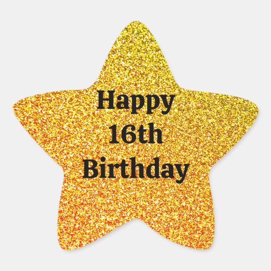Glittery Gold Sparkle Happy 16th Birthday 2023 Ster Sticker (Voorkant)
