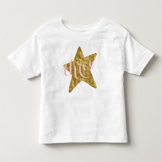 Glittery Gold Star Girl's Birthday Shirt (Voorkant)