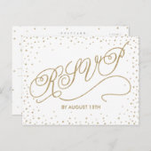 Glittery Gold Stars Fancy Wit RSVP Briefkaart (Voorkant / Achterkant)