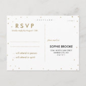 Glittery Gold Stars Fancy Wit RSVP Briefkaart (Achterkant)