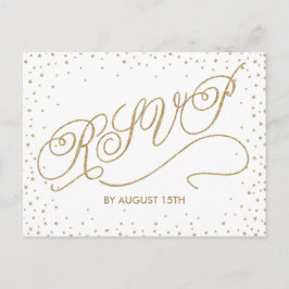Glittery Gold Stars Fancy Wit RSVP Briefkaart