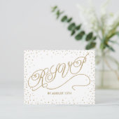 Glittery Gold Stars Fancy Wit RSVP Briefkaart (Staand voorkant)