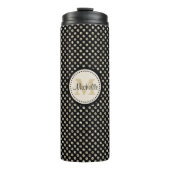Glittery Gold-Stippen op zwart monogram Thermosbeker (Voorkant)