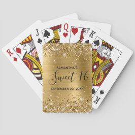 Glittery Gold Sweet 16 Birthday Favor Pokerkaarten
