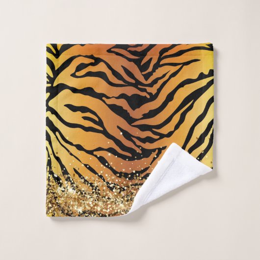 Glittery Gold Tiger Safari Print Badhanddoek Set Bad Handdoek (Wasdoekje)