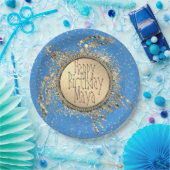 Glittery Gold Turtle on Blue Birthday Paper Bord (Feest)