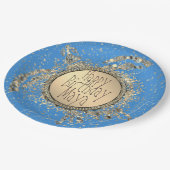 Glittery Gold Turtle on Blue Birthday Paper Bord (Gekanteld)