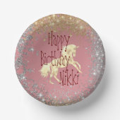 Glittery Gold Unicorn Birthday Papieren Kommen (Voorkant)