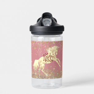 Glittery Gold Unicorn Waterfles