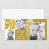 Glittery Gold | Vakantie drie fotokaart Feestdagenkaart (Voorkant / Achterkant)