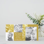 Glittery Gold | Vakantie drie fotokaart Feestdagenkaart (Staand voorkant)