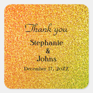 Glittery Gold Wedding Favor Label Cool Dank je