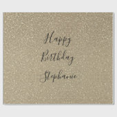 Glittery Golden Black Happy Birthday - Aangepaste Cadeaupapier (Vlak)