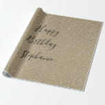 Glittery Golden Black Happy Birthday - Aangepaste  Cadeaupapier<br><div class="desc">Ontworpen met gouden glitterpatronen en tekst-sjablonen voor "Happy Birthday"-bericht en -naam die u kunt aanpassen!</div>
