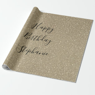 Glittery Golden Black Happy Birthday - Aangepaste  Cadeaupapier