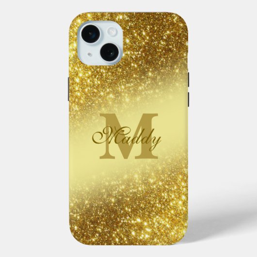 Glittery Golden gepersonaliseerd Case-Mate iPhone Case (Achterkant)
