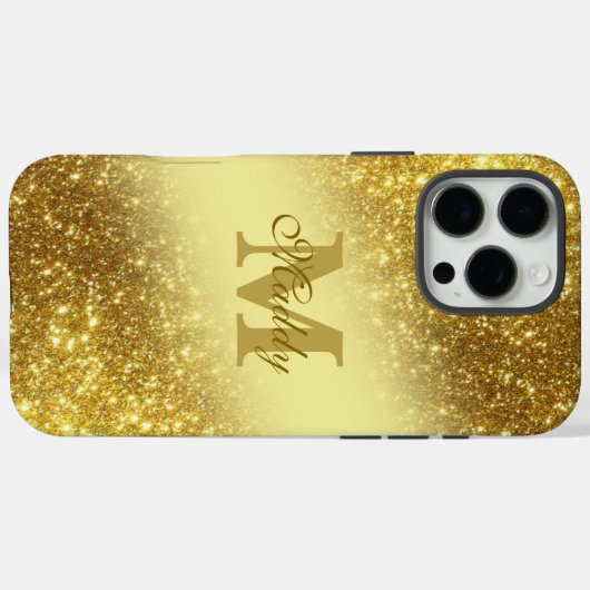 Glittery Golden gepersonaliseerd Case-Mate iPhone Case (Achterkant (horizontaal))