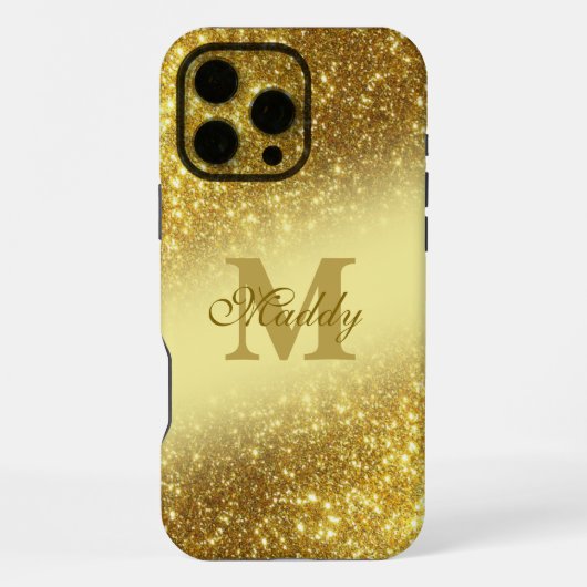 Glittery Golden gepersonaliseerd iPhone Hoesje (Achterkant)