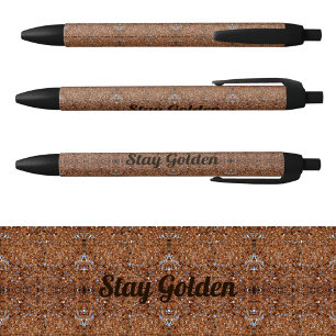 Glittery Golden Glass Zwarte Inkt Pen