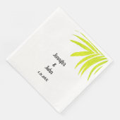 Glittery Golden Green Tropical Palm Weddenschap Wh Servet (Hoek)