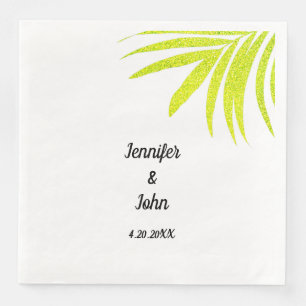 Glittery Golden Green Tropical Palm Weddenschap Wh Servet