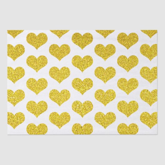 Glittery Golden Heart Pattern Weddings Feestdagen Tissuepapier (Voorkant)