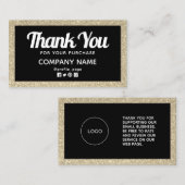 Glittery golden lijst classy Bedankt Visitekaartje (Voorkant / Achterkant)