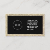 Glittery golden lijst classy Bedankt Visitekaartje (Achterkant)