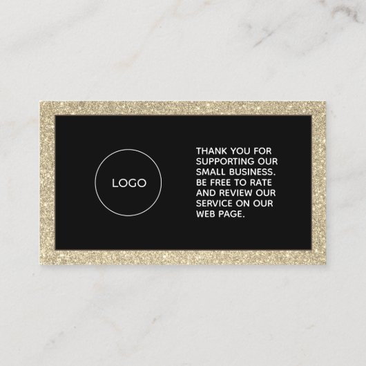 Glittery golden lijst classy Bedankt Visitekaartje (Achterkant)