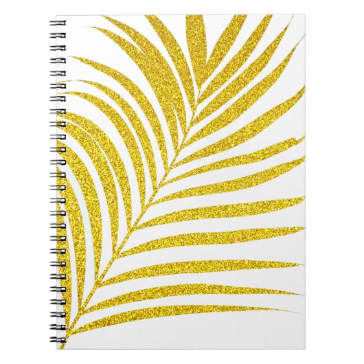 Glittery Golden Palm Tree Cute Tropical Gift Favor Notitieboek (Voorkant)